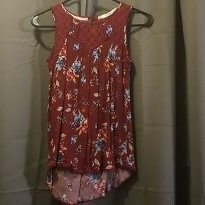 Rewind  flower pattern red top